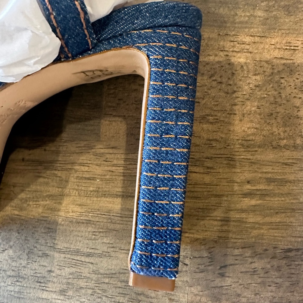 SCHUTZ Denim Blue Platform Sandal Heels - Picture 8 of 9